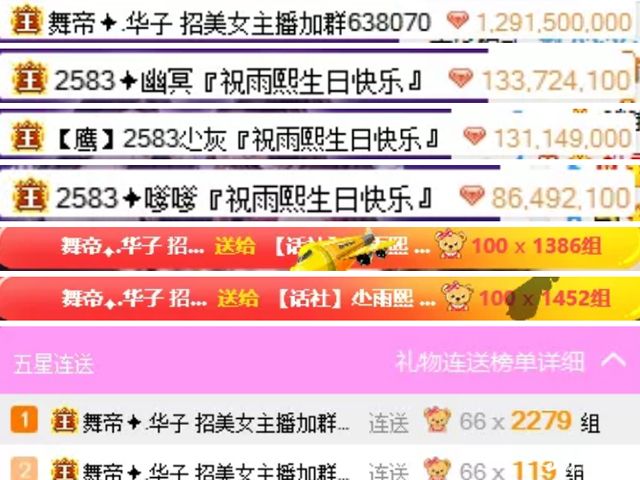 小雨熙生日华子豪刷2583组紫光