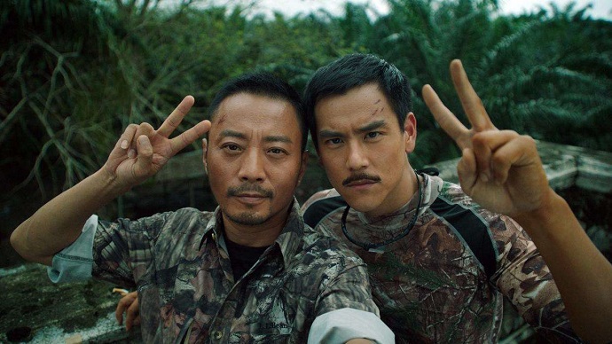 《湄公河行动》两位主演张涵予和彭于晏合影