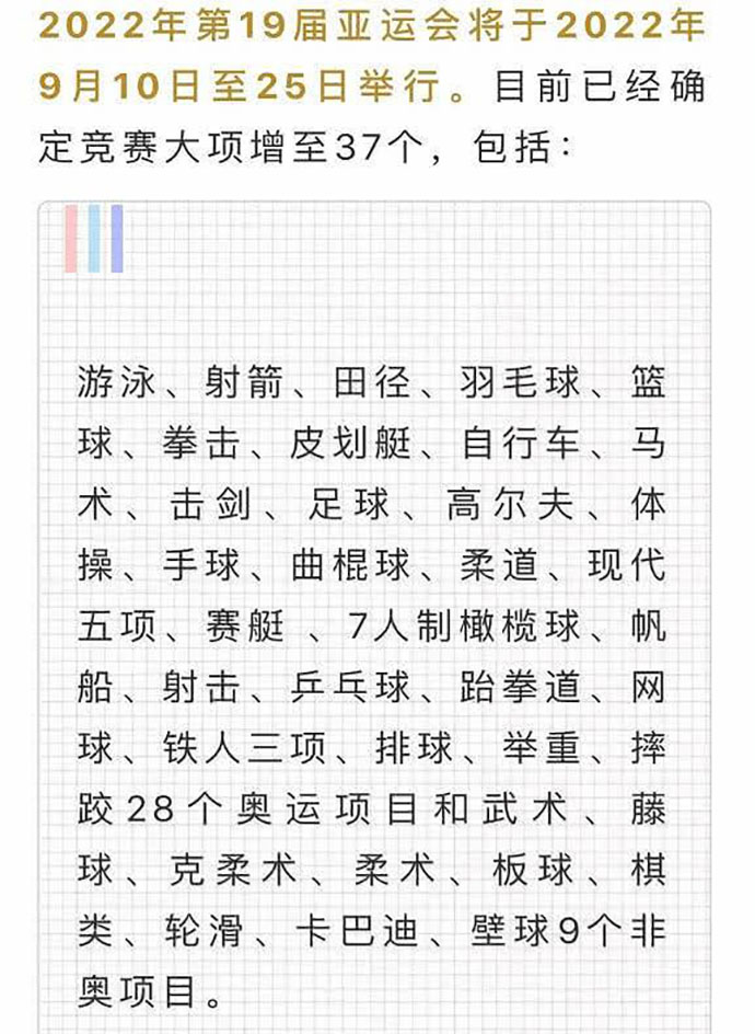 杭州亚运会新增项目