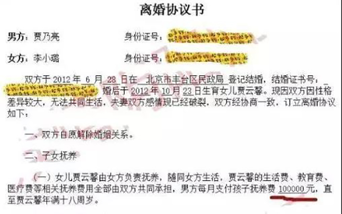 网曝离婚协议书