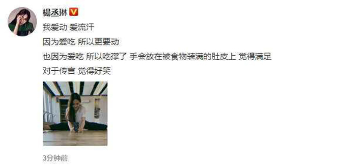 杨丞琳否认怀孕 坦言只是吃多了