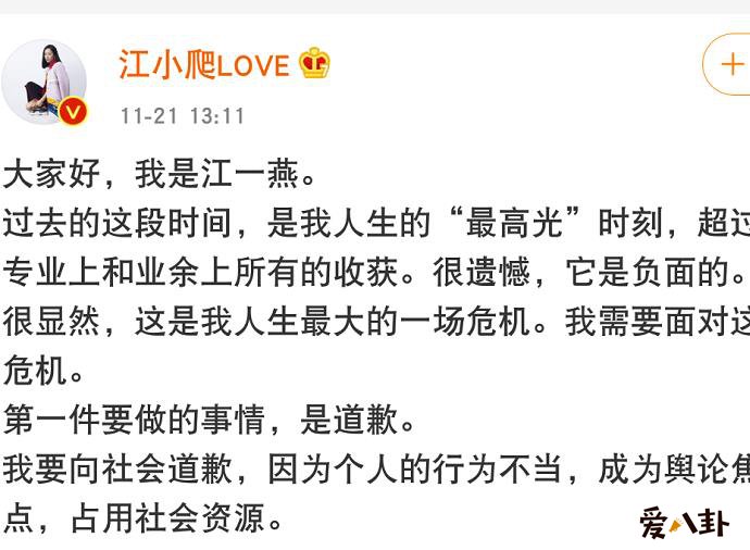 江一燕道歉怎么回事