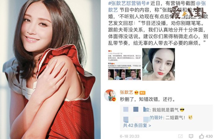 张歆艺回怼营销号