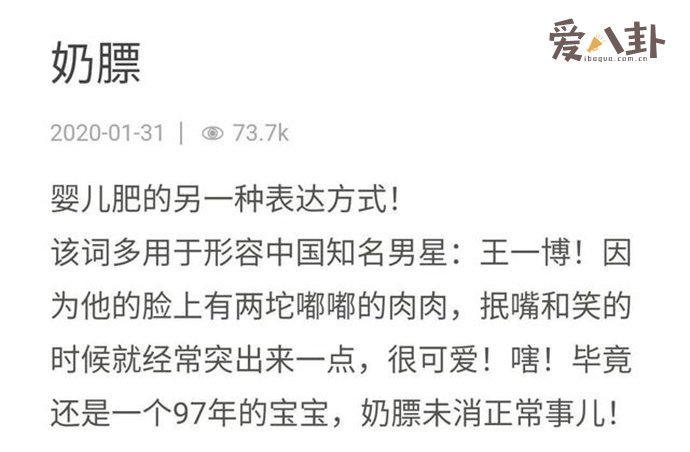 奶膘王一博是什么意思