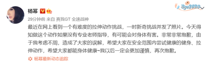 杨幂为自己考虑不周道歉