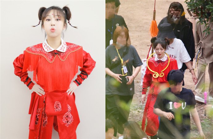 杨紫红孩儿造型路透