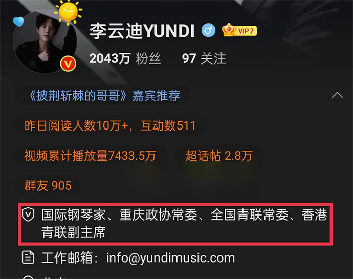 李云迪头衔